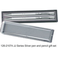 JJ Series Pen and Pencil Gift Set in Gift Box - Silver pen